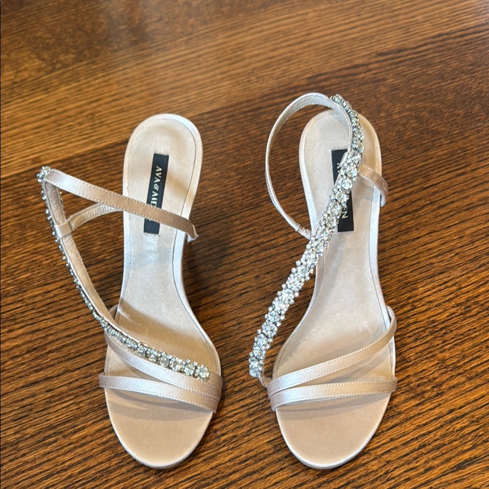 Ava & Aiden Tan Heels with Rhinestone Straps